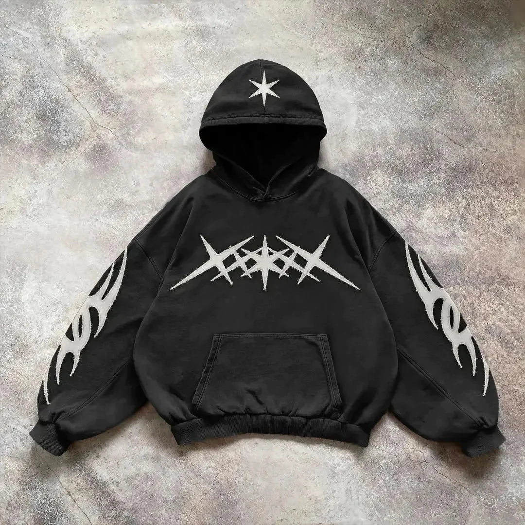 NYXOOO Y2K Grunge Pullover Hoodie - Vintage Streetwear Essential