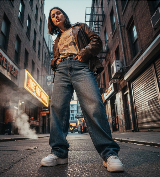 REDDACHiC Retro Blue Wide Leg Baggy Jeans (One Piece)