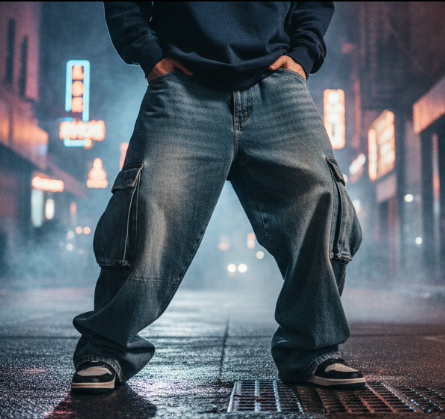 NYXOOO Y2K Wide Leg Cargo Jeans - Nostalgic Premium Denim