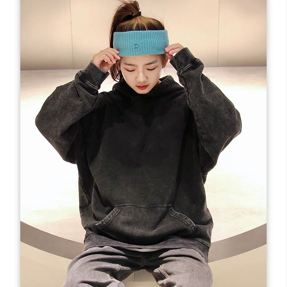 NYXOOO Retro Washed Oversized Hoodie - Vintage Luxury Streetwear