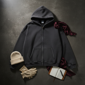 Charcoal Grey Zip-Up Hoodie