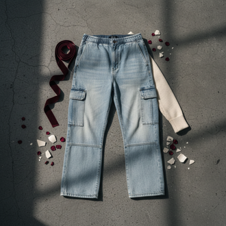 Grunge Bootcut Cargo Jeans