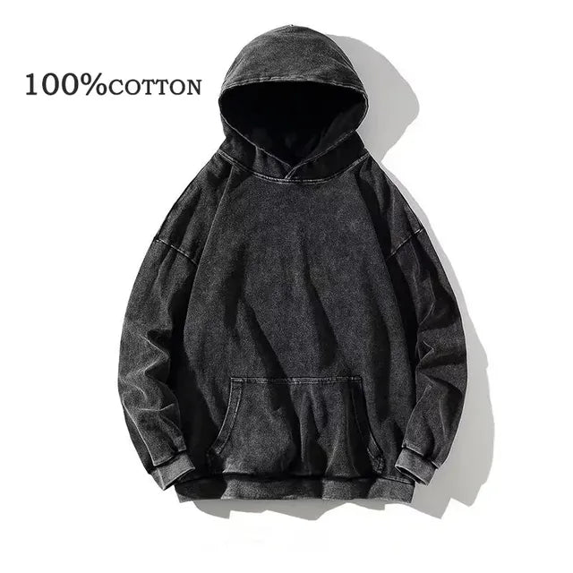 NYXOOO Retro Washed Oversized Hoodie - Vintage Luxury Streetwear