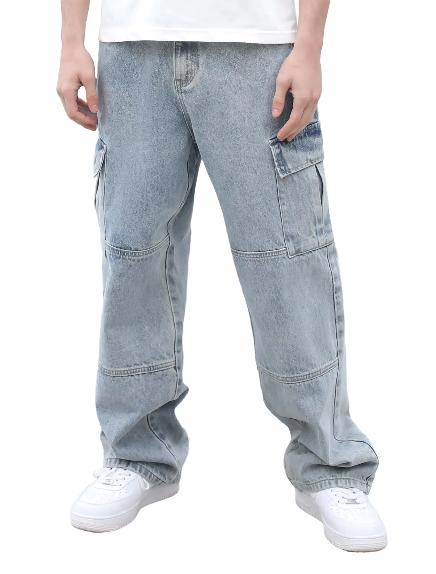 NYXOOO Y2K Wide Leg Cargo Jeans - Nostalgic Premium Denim